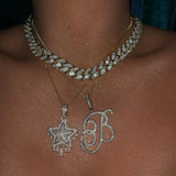 Cursive 26 Initial Letter Pendant Necklace Micro Pave CZ Alphabet Name Jewelry