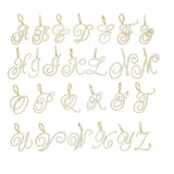 Cursive 26 Initial Letter Pendant Necklace Micro Pave CZ Alphabet Name Jewelry