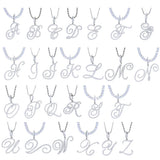 Cursive Letter Pendant Necklace CZ Initial Alphabet With Box