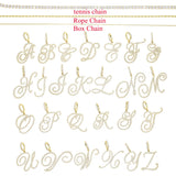Cursive Letter Pendant Necklace CZ Initial Alphabet With Box