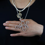 Cursive Name Pendant Necklace CZ Iced Out Choker HipHop Jewelry