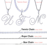 Cursive Name Pendant Necklace CZ Iced Out Choker HipHop Jewelry