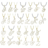 Cursive Name Pendant Necklace CZ Iced Out Choker HipHop Jewelry
