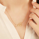 Cursive Name Necklace Personalized Initials Pendant Stainless Steel