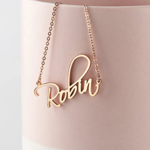 Cursive Name Necklace Personalized Initials Pendant Stainless Steel
