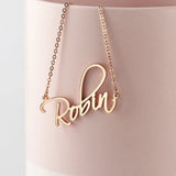 Cursive Name Necklace Personalized Initials Pendant Stainless Steel