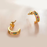 Curved Earrings 100% s925 Sterling Silver Platinum-Plated Zircon Ladies Earrings