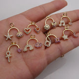 Zircon Plated Pendant Moon Stars Animal Charms DIY Earring Necklace