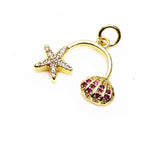 Zircon Plated Pendant Moon Stars Animal Charms DIY Earring Necklace