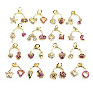 Zircon Plated Pendant Moon Stars Animal Charms DIY Earring Necklace