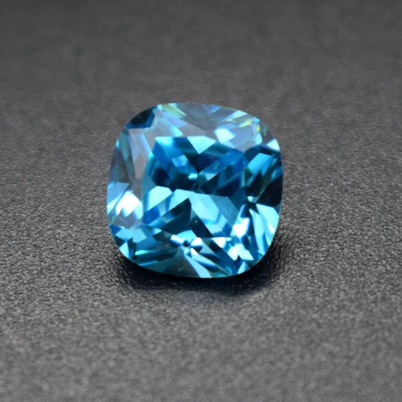 Aquamarine CZ Loose Gemstone Cushion Cut Synthetic Gems