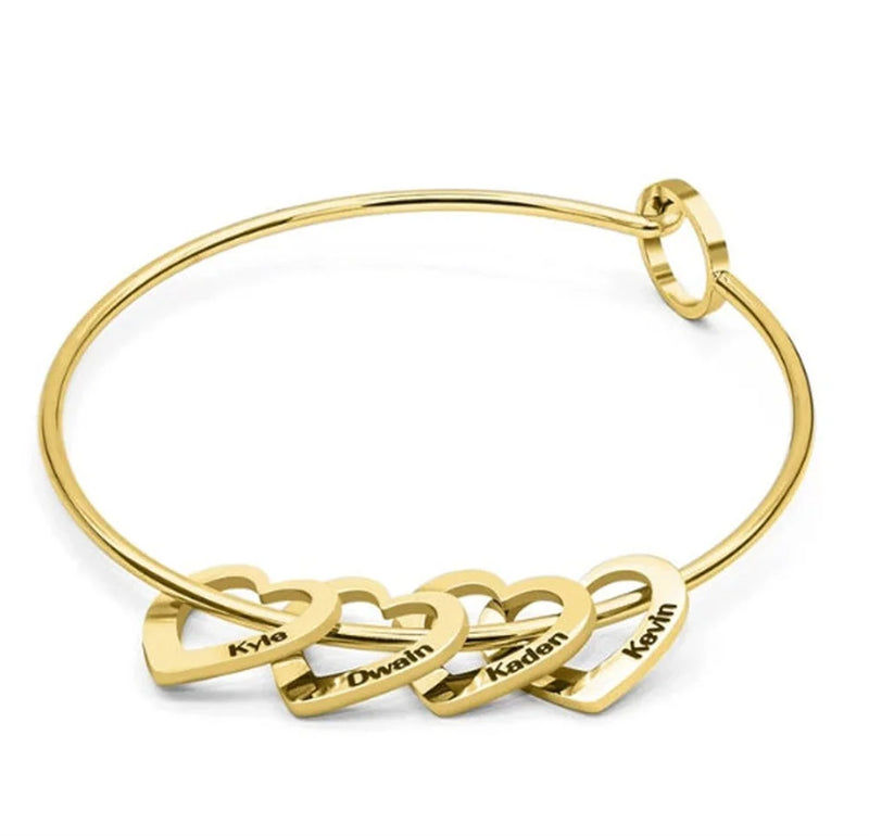 Personalized Hearts Bangle Stainless Steel Bracelet