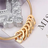 Personalized Hearts Bangle Stainless Steel Bracelet