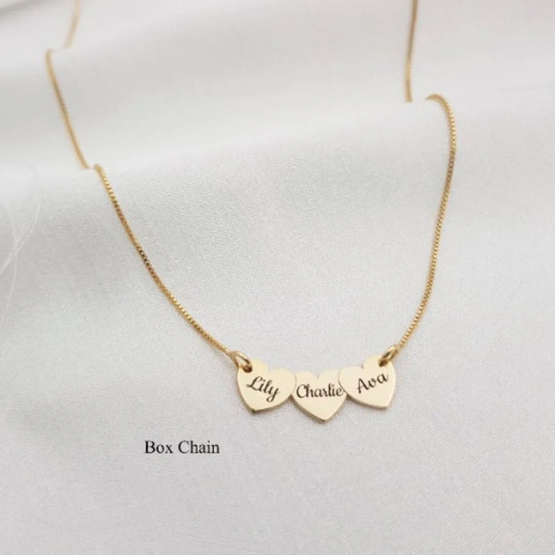 Personalized Heart Pendant Name Necklace Stainless Steel Box Chain Women Gift