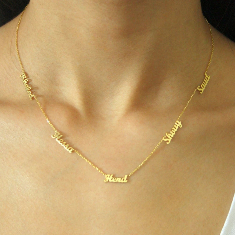 Personalized Multiple Names Necklace Choker for Women Stainless Steel Jewelry