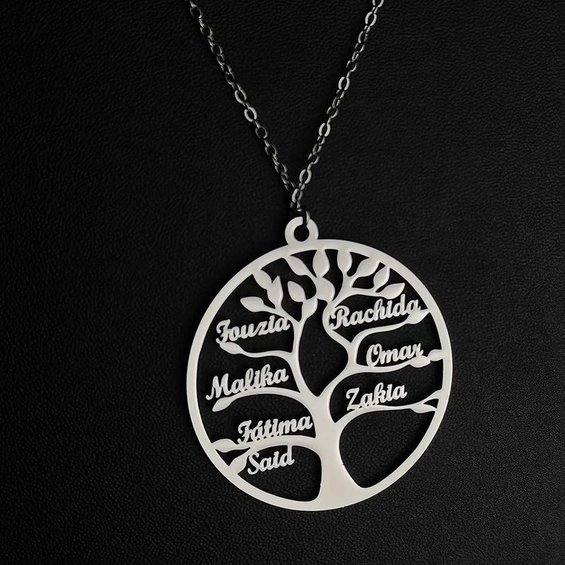 Family Tree Necklace Stainless Steel Pendant