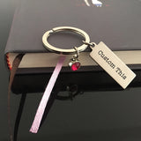 Birthstone Crystal Engraved Keychain For Couples Boyfriend Girlfriend Gift
