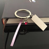 Birthstone Crystal Engraved Keychain For Couples Boyfriend Girlfriend Gift