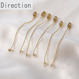 14K Small Bead Chain Tassel Pearl Earring Pendant Diy Material Accessories