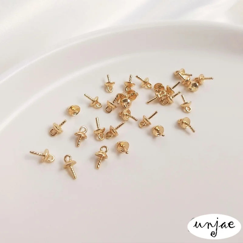 14K 18K Half Hole Pearl Pendant Cap Flower DIY Accessories Materials