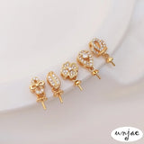 14K Zircon Inlaid Crystal Pearl Pendant Buckle DIY Necklace Accessories
