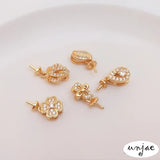 14K Zircon Inlaid Crystal Pearl Pendant Buckle DIY Necklace Accessories