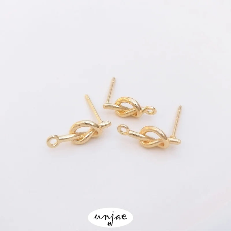 14K Bag Protection Twist Thread Tie with Silver Needle DIY Earrings Accessories
