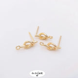 14K Bag Protection Twist Thread Tie with Silver Needle DIY Earrings Accessories