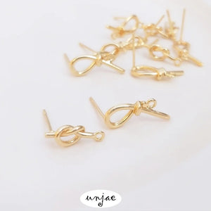 14K Bag Protection Twist Thread Tie with Silver Needle DIY Earrings Accessories