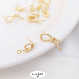 14K Bag Protection Twist Thread Tie with Silver Needle DIY Earrings Accessories