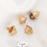 14K Zircon Cat Pendant DIY Crystal Pearl Half Hole with Pin Pendant