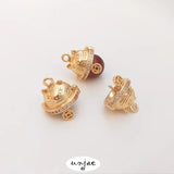 14K Zircon Cat Pendant DIY Crystal Pearl Half Hole with Pin Pendant