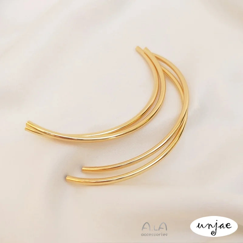 14K Copper Tube Plated Elbow 60mm Half Circle Bracelet DIY Jewelry Materials