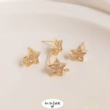 14K Zircon Five-Pointed Star Earrings DIY Jewelry