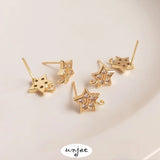 14K Zircon Five-Pointed Star Earrings DIY Jewelry