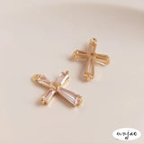 14K Copper Plated Zircon Cross DIY Chain Necklace Pendant