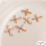 14K Copper Plated Zircon Cross DIY Chain Necklace Pendant