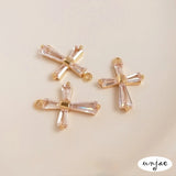 14K Copper Plated Zircon Cross DIY Chain Necklace Pendant