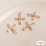 14K Copper Plated Zircon Cross DIY Chain Necklace Pendant