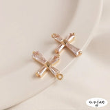 14K Copper Plated Zircon Cross DIY Chain Necklace Pendant