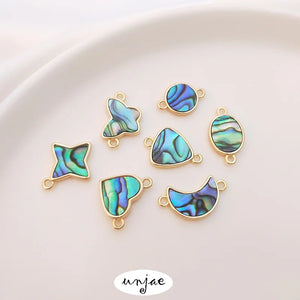 14K Abalone Shell Star Moon Butterfly Pendant DIY Necklace Headdress