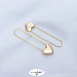 14K Paper Clip Earrings Heart Pin