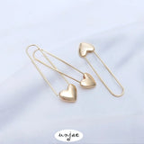 14K Paper Clip Earrings Heart Pin