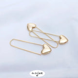 14K Paper Clip Earrings Heart Pin