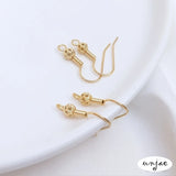 14K Plating Hollow Out Ball Spring Ear Hook DIY Earrings