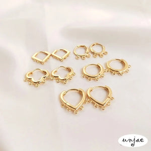 14K Heart Round Earrings DIY Hooks Rings Tassel Jewelry