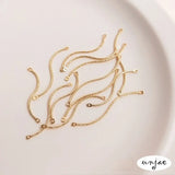 14K Real Thread Wavy Twisted Rod Double Hanging DIY Earrings