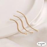 14K Real Thread Wavy Twisted Rod Double Hanging DIY Earrings