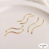 14K Real Thread Wavy Twisted Rod Double Hanging DIY Earrings