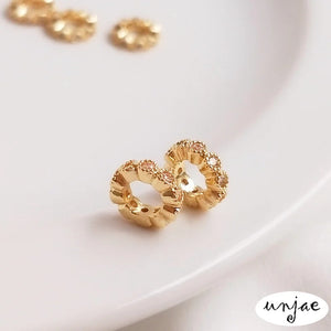 14K Real Zircon Diamond Ring Beads DIY Earrings Necklace Pendant
